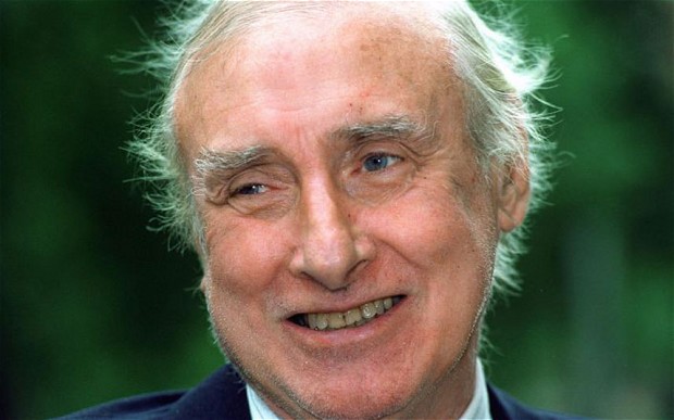 Spike Milligan after receiving his Order of the British Empire (OBE) in 1992.