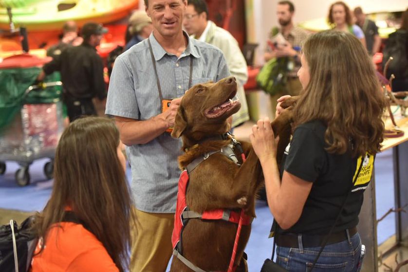 It's a match made in outdoor-loving heaven for Huck the dog and Gerald, his new owner. (Photo: Ruffwear)