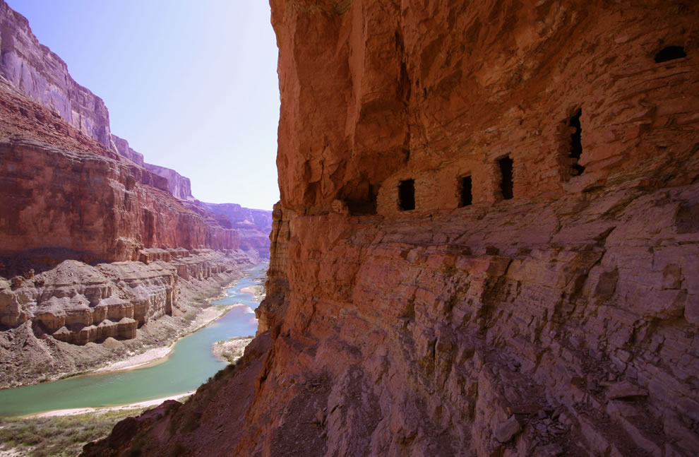 Pueblo-like dwellings over the Colorado River at Nankoweap Creek.