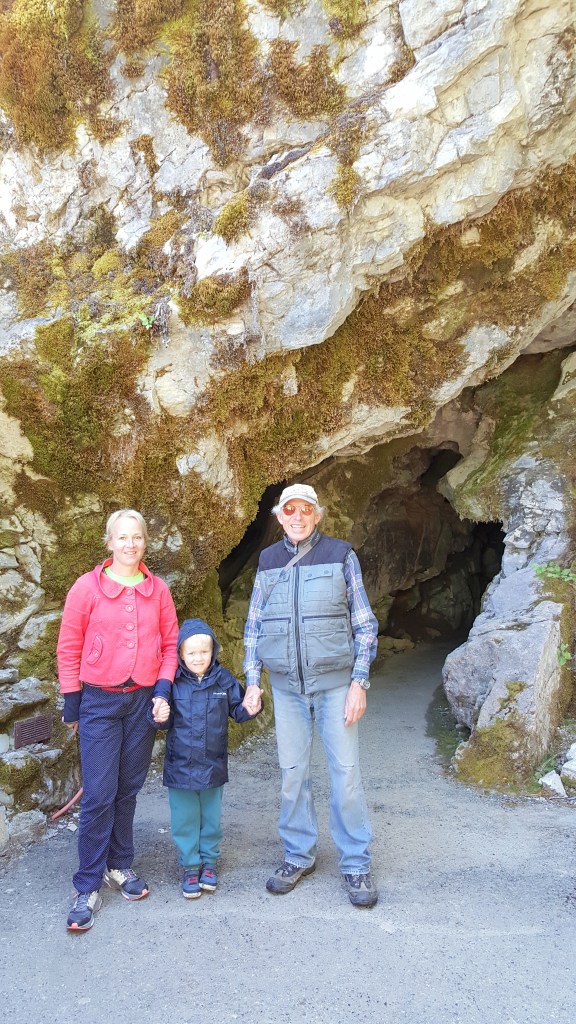 Daughter Maija, grandson Morten and your truly just having exited the cave.